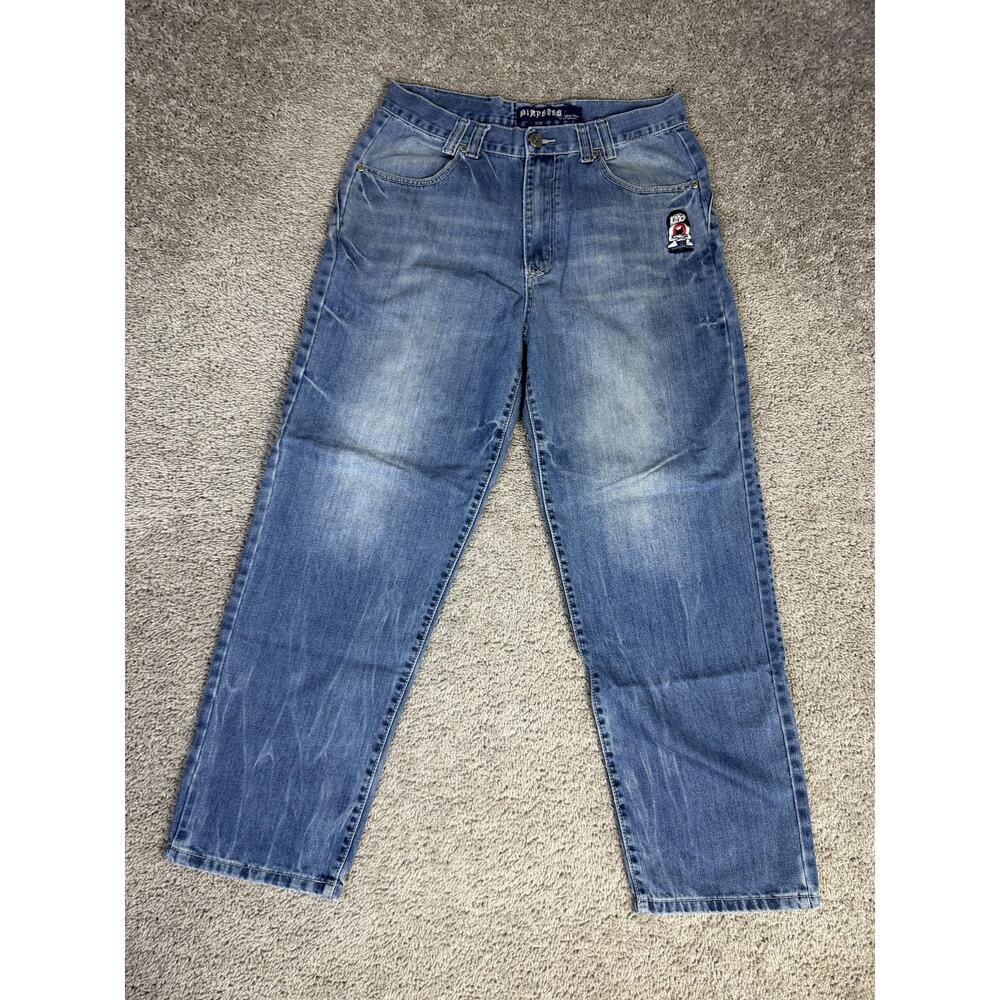 Vintage Play Bigg Jeans Mens 36x30 Blue Y2K Straight Relaxed Fit Medium Wash